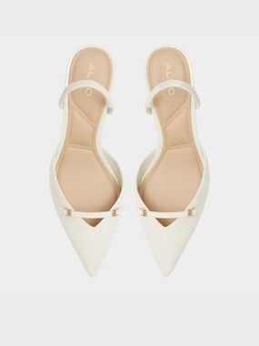 ALDO Nailah Slingback Kitten Heel in White Patent